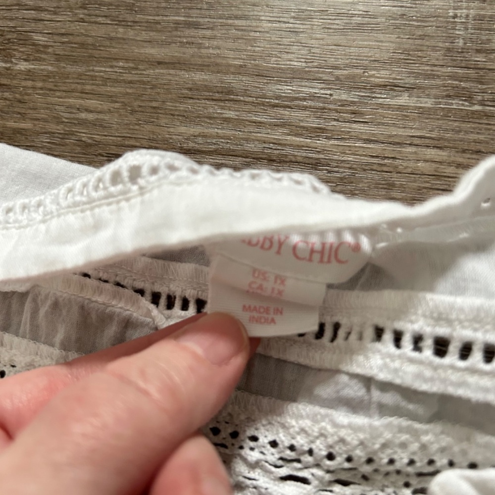 Shabby Chic Women’s Plus Eyelet 3/4 length sleeves White Sz 1X - Picture 3 of 5